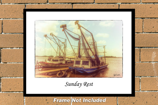 Sunday Rest Louisiana Shrimp Boats Color Photograph (20170702001811x14)