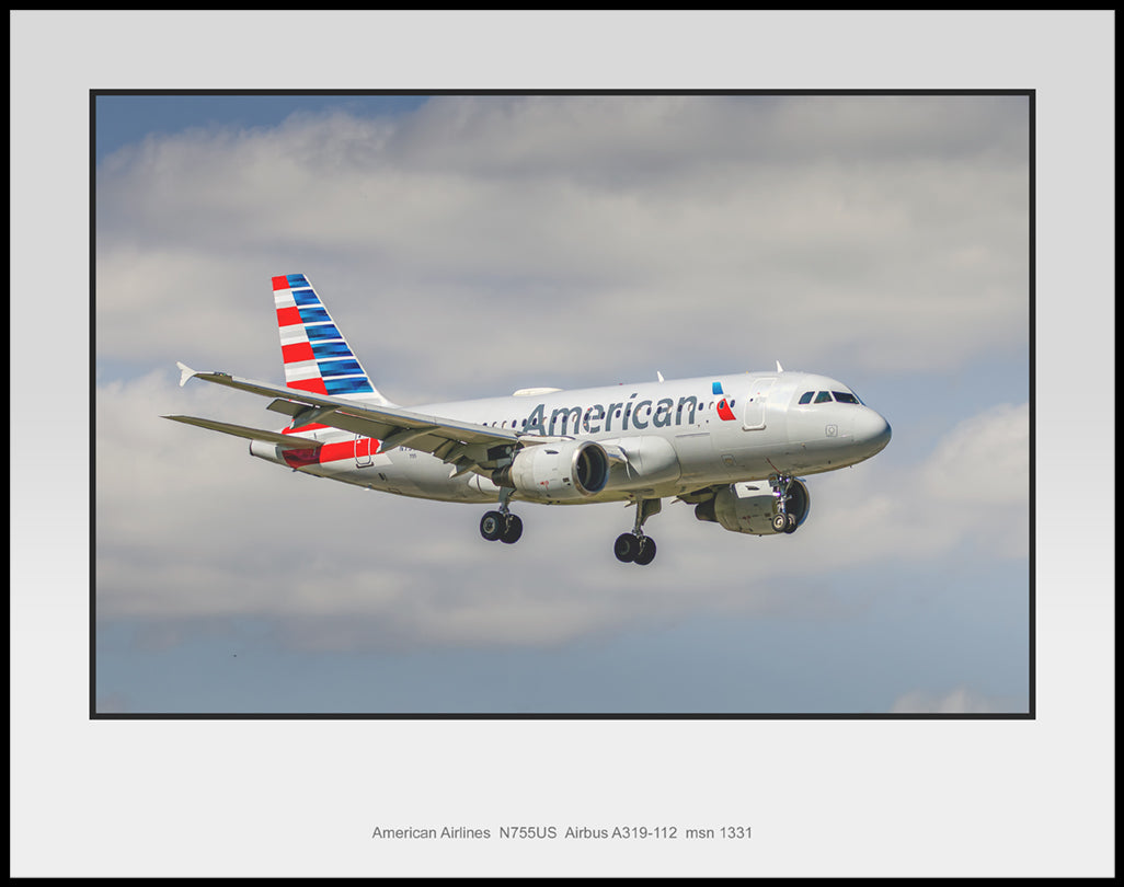 American Airlines A319-219 Color Photograph (AB106RAJM11X14)