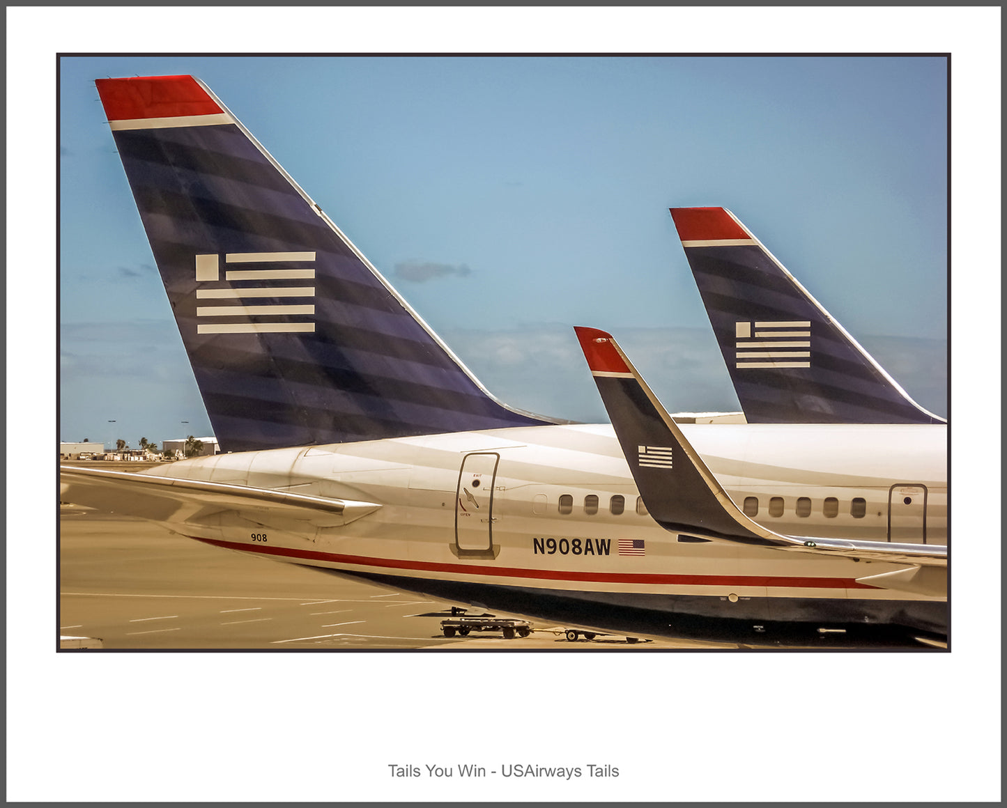 USAirways Boeing 757 Aircraft Tails Color Photograph (APPL10008)