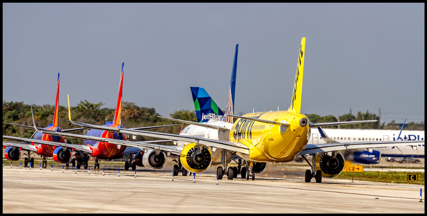 Aircraft Tail Traffic Waiting For Departure Color Photograph (APPM10089)