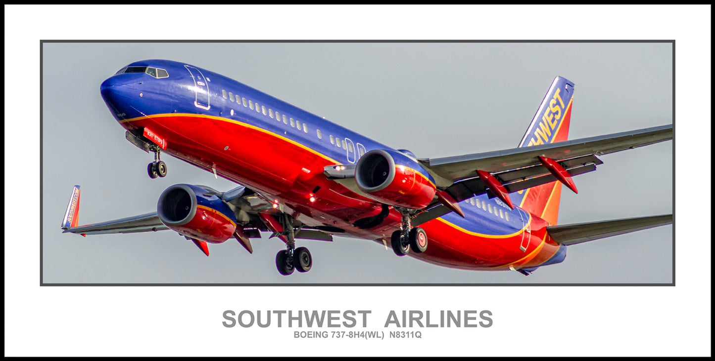 Southwest Airlines Boeing 737-8H4(WL) Color Photograph (APPM10120)