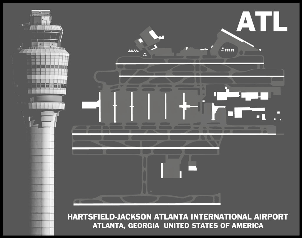 ATL Airport Diagram with Control Tower Color Photograph (ATL11x14)