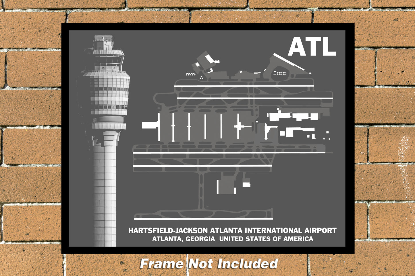 ATL Airport Diagram with Control Tower Color Photograph (ATL11x14)