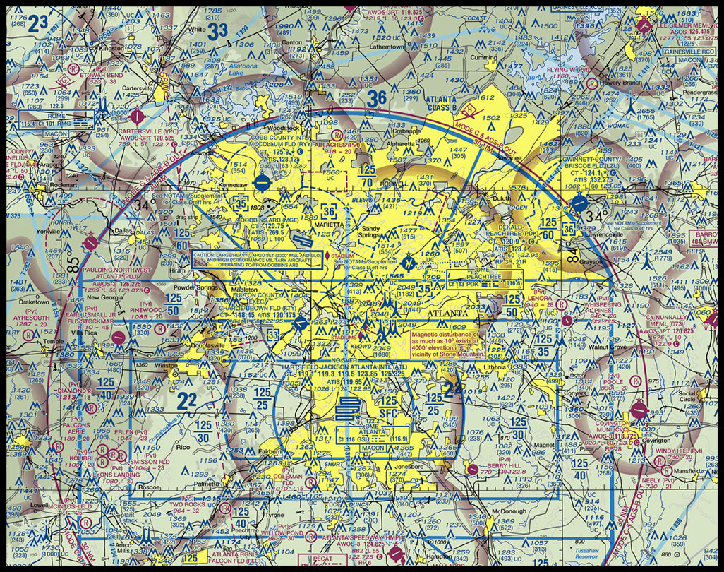 ATL VRF Diagram Map (not for navigational purposes) Color Photograph (ATLVFR11X14)