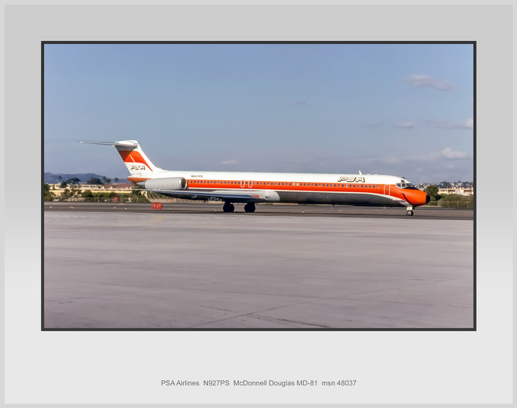 PSA Airlines McDonnell Douglas MD-81 Color Photograph (D091RGJC11X14)