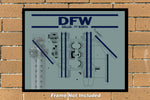 DFW Airport Diagram with Control Tower Color Photograph (DFW11X14)