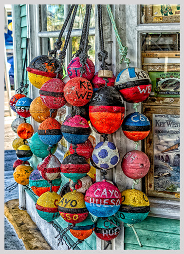 Painted Crab Buoys Key West Color Photograph (EYW0578_5X7)