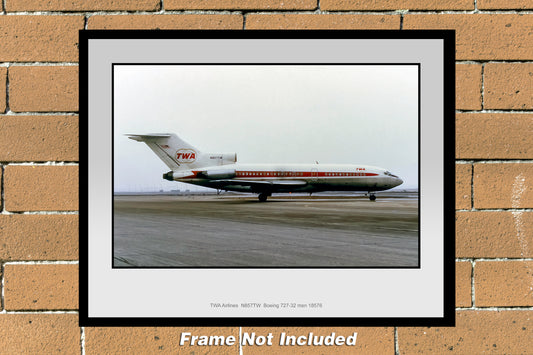 TWA Airlines Globe Logo Boeing 727-32 Color Photograph (I161RGFH11X14)