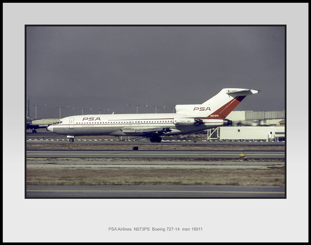 PSA Airlines Boeing 727-14 11" x 14" Color Photograph (I170LGFH11X14)
