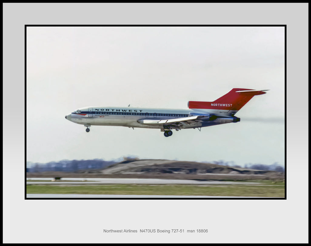 Northwest Airlines Boeing 727-51 Color Photograph (I226LAJF11X14)