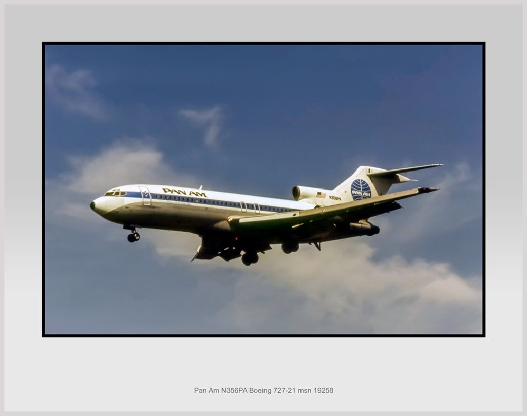 Pan Am Airlines Boeing 727-21 Color Photograph (I232LASP11X14)