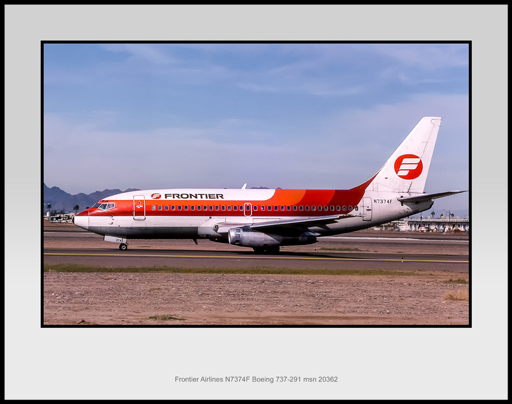 Frontier Airlines Boeing 737-291 Color Photograph (J032LGAS11X14)