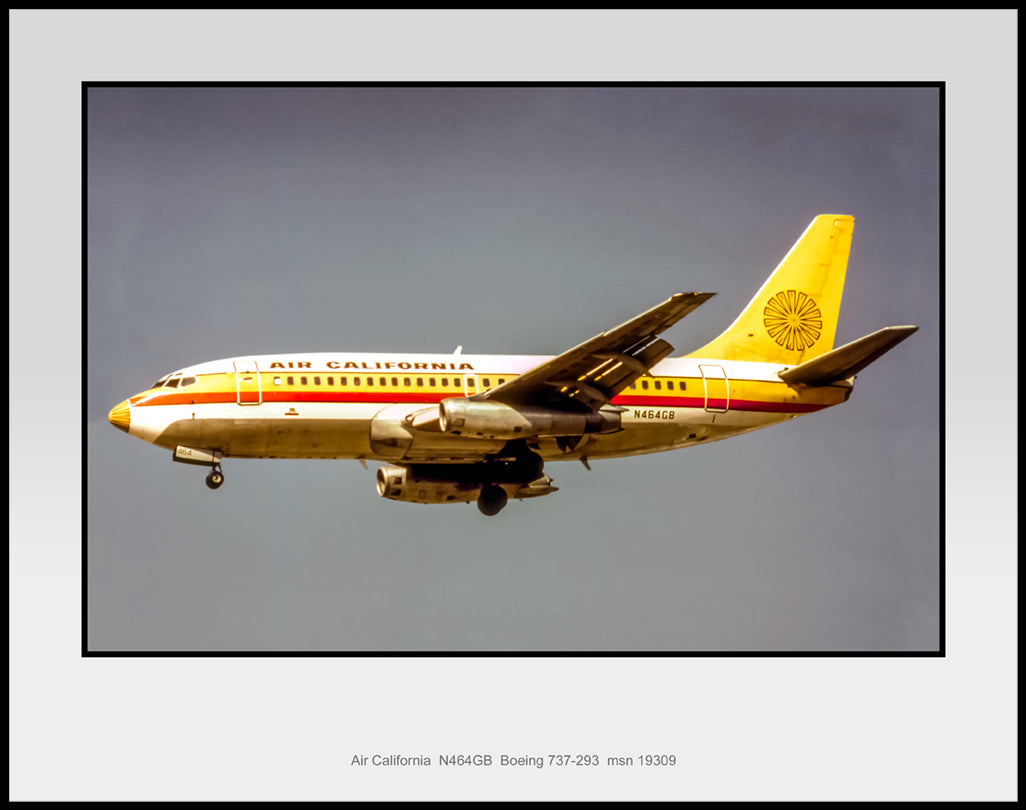 Air California Boeing 737-293 Color Photograph (J185LASP11X14)