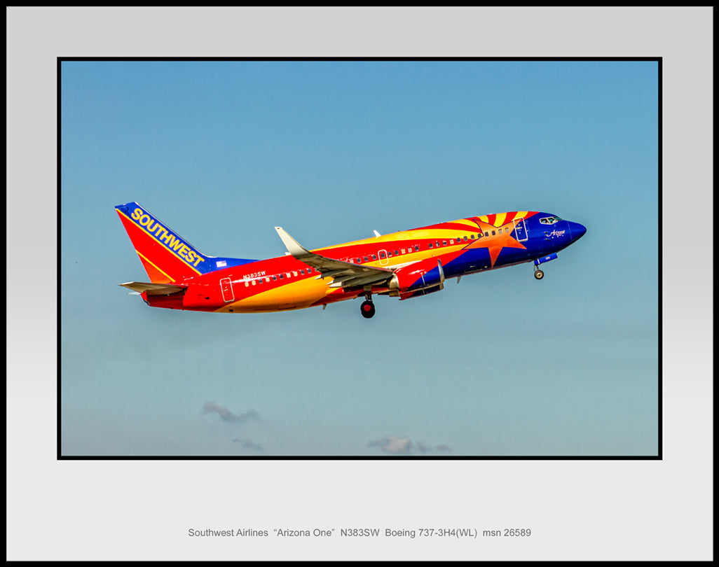 Southwest Airlines Arizona One Color Photograph (K174RAJM11X14)