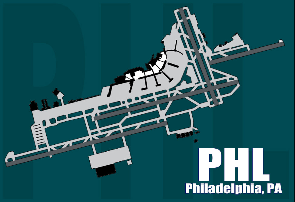 PHL Philadelphia PA Airport Diagram Map Fridge Magnet (MM10029)