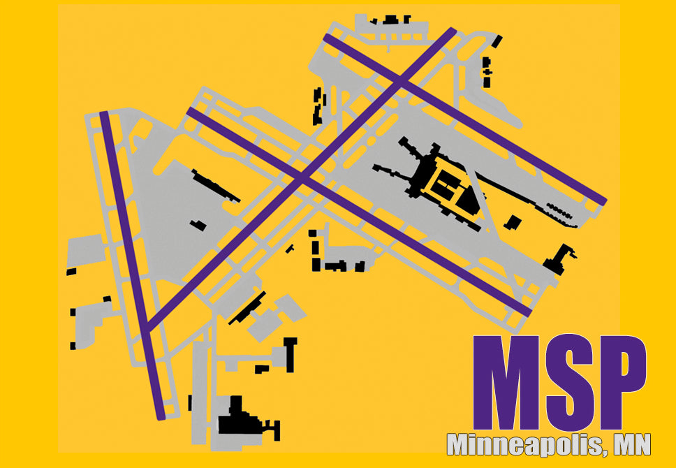 MSP Minneapolis Airport Diagram Map Magnet (MM10032)