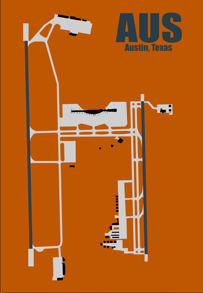 AUS Austin Airport Diagram Map Handmade 3.25" x 2.25" Fridge Magnet (MM10034)