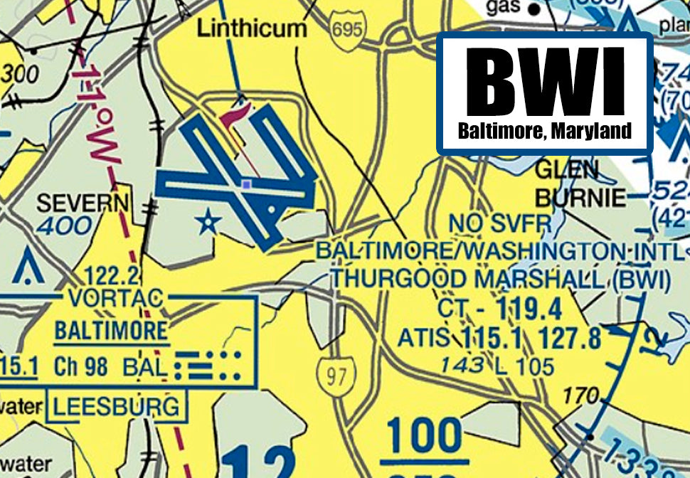 BWI Baltimore/Washington Airport Sectional Map Fridge Magnet (MM10515)