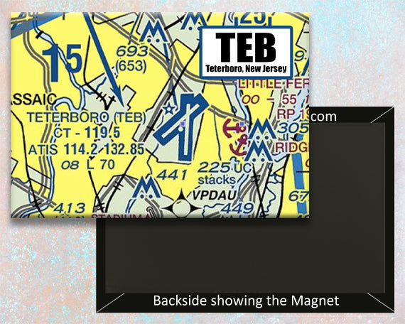 TEB - Teterboro International Airport Sectional Map Fridge Magnet (MM10517)