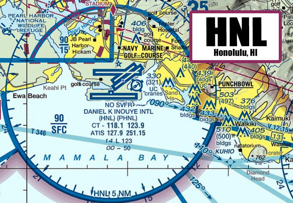 HNL Honolulu Airport Sectional Map Fridge Magnet (MM10528