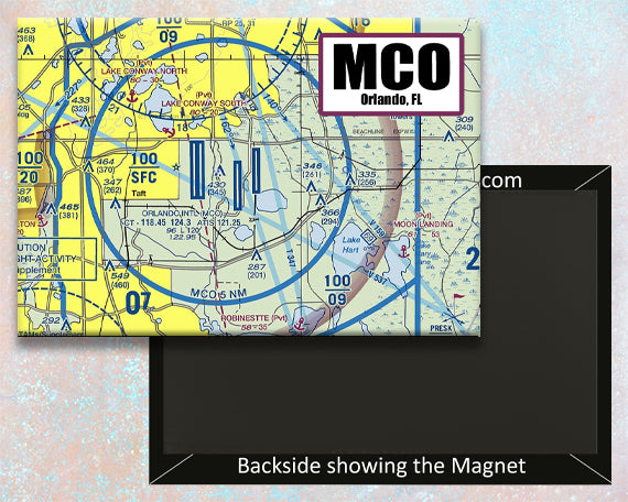 MCO Orlando International Airport Sectional Map Fridge Magnet (MM10529)