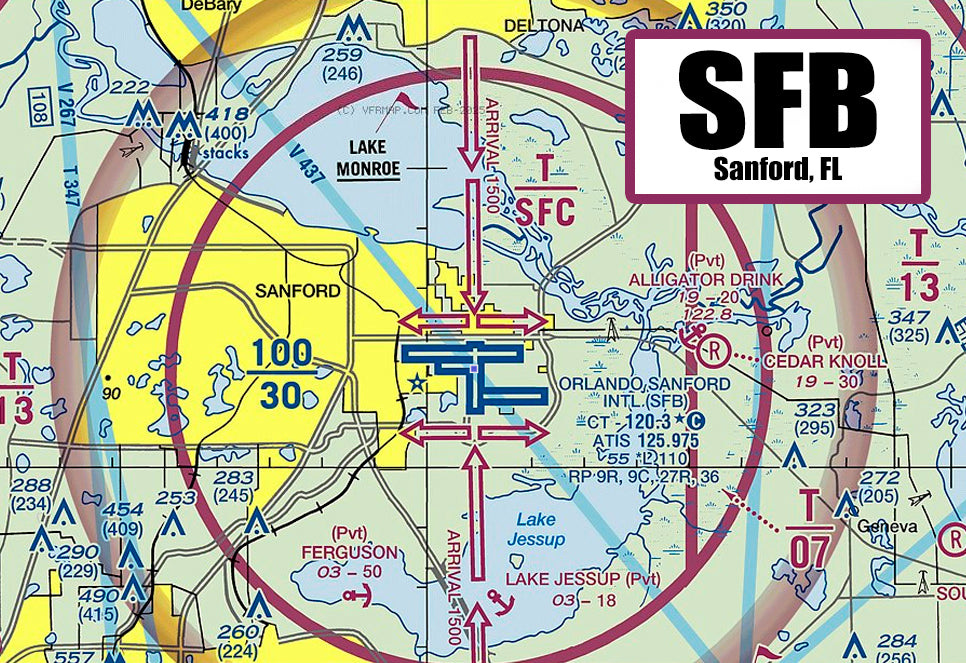 SFB Sanford International Airport Sectional Map Fridge Magnet (MM10530)