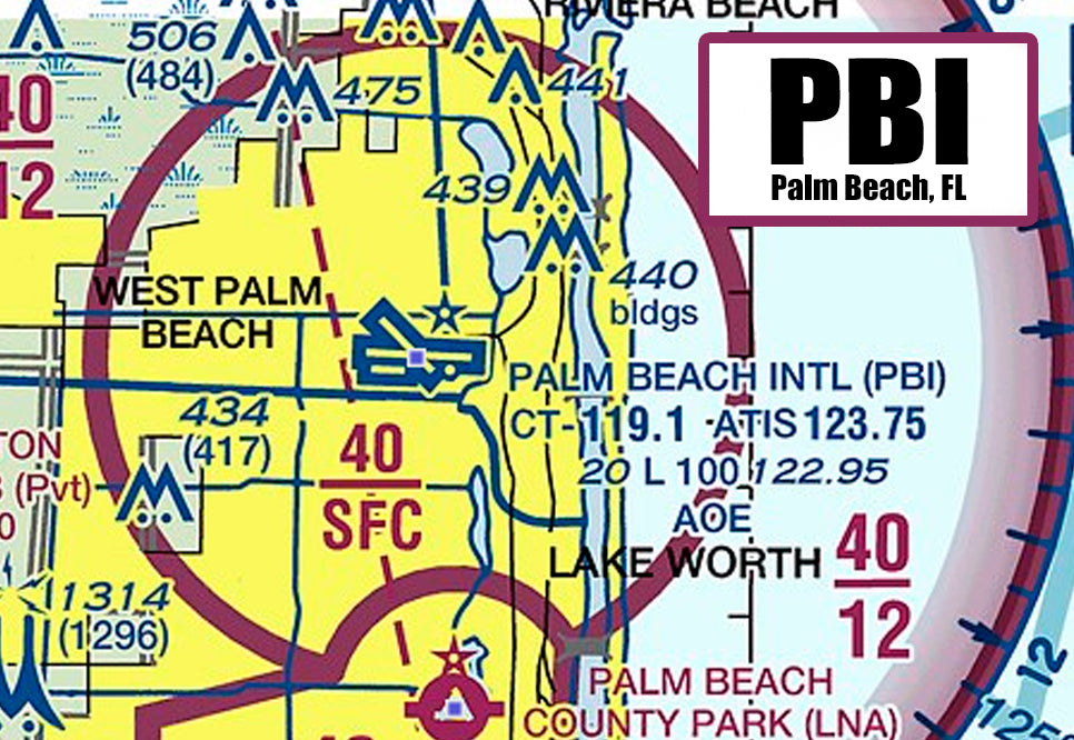 PBI Palm Beach International Airport Sectional Map Fridge Magnet (MM10532)