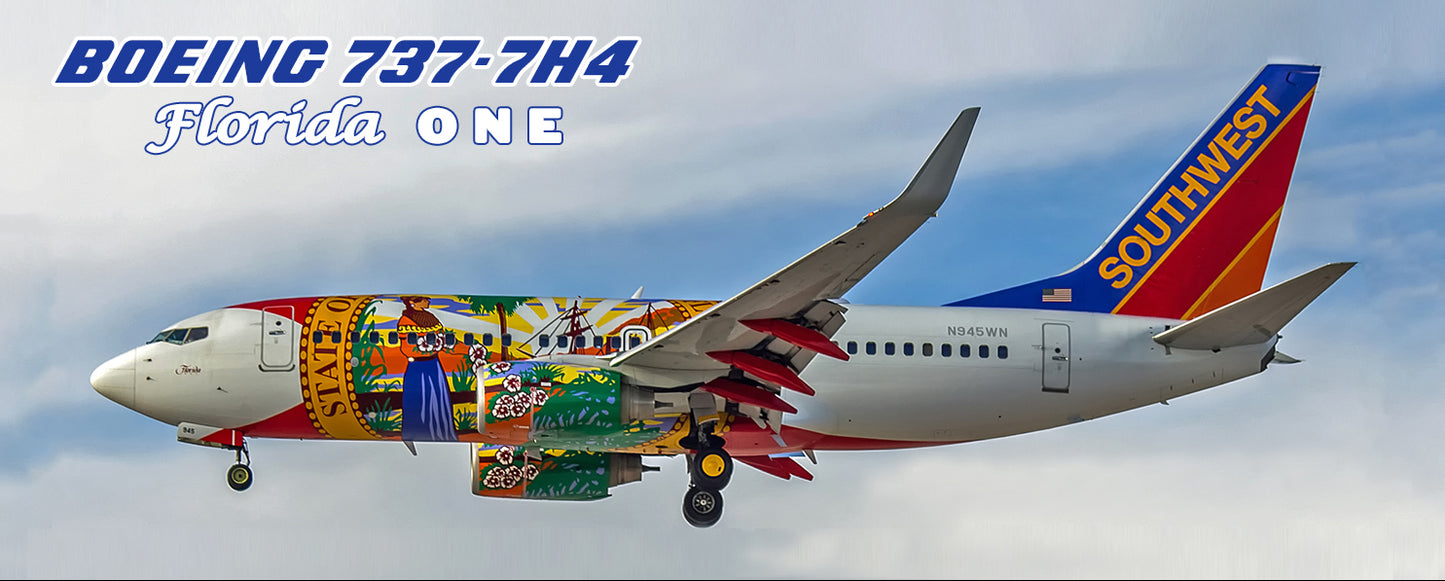 Southwest Airlines Florida One Colors Boeing 737-7H4 Fridge Magnet (PMT1544)