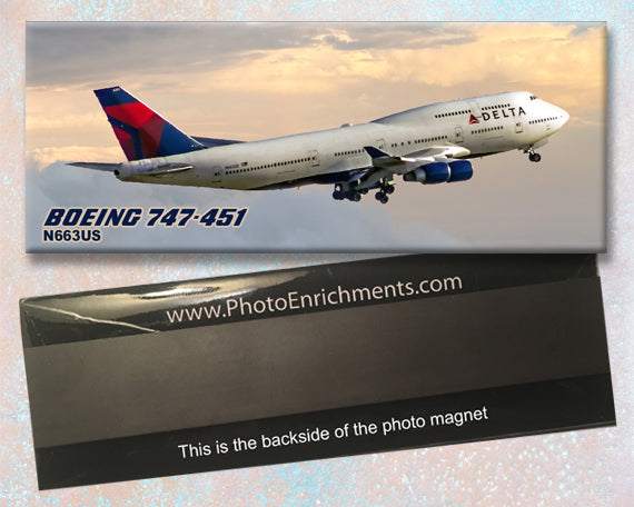 Delta Air Lines 2007 Colors Boeing 747-451 Fridge Magnet (PMT1633)