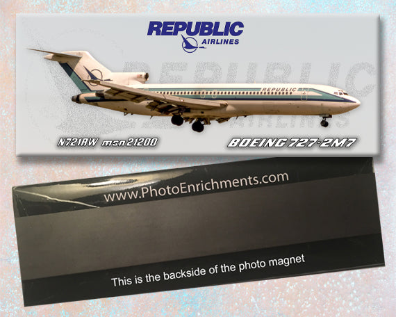 Republic Airlines Boeing 727-2M7 Fridge Magnet (PMT1713)