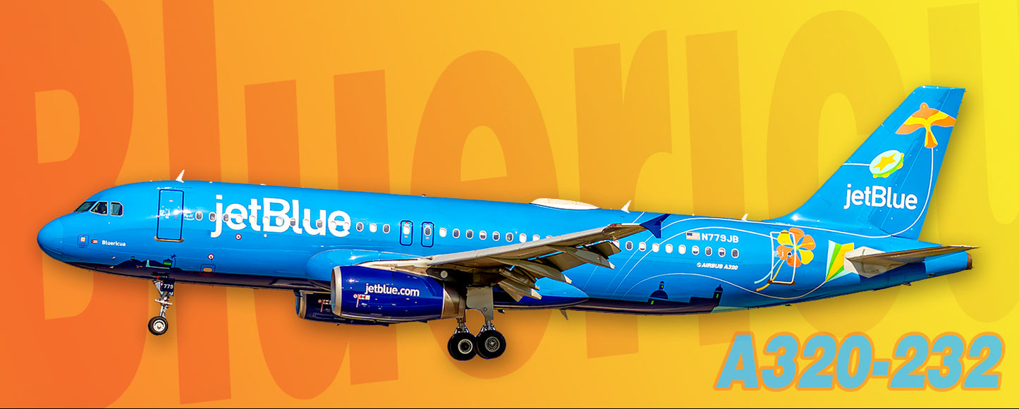 JetBlue Airways Airbus A320-232 Bluericua Colors Fridge Magnet (PMT1725)
