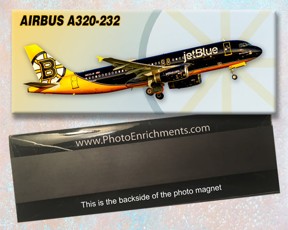 JetBlue Airways Airbus A320-232 Boston Bruins Colors Fridge Magnet (PMT1726)