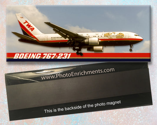 TWA Airlines 1995 Colors Boeing 767-231 Fridge Magnet (PMT1737)
