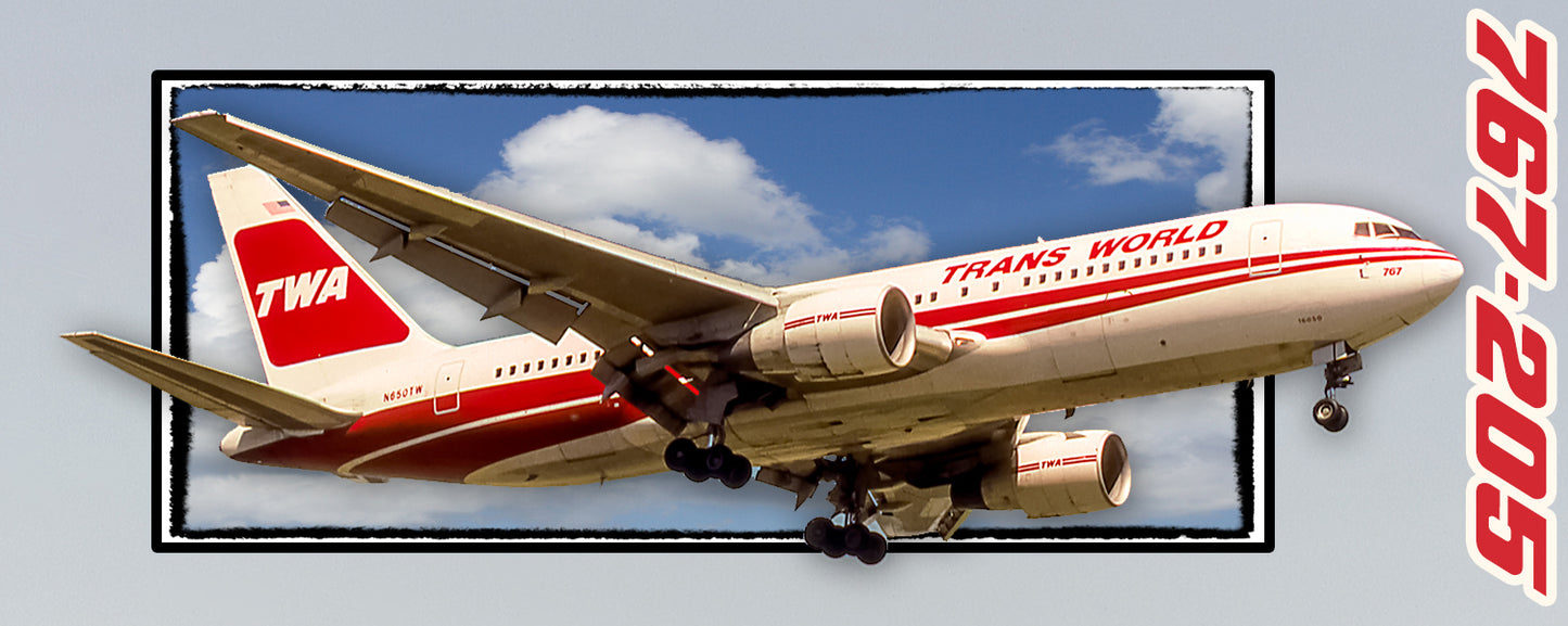 TWA Airlines 80's Logo Boeing 767-205 Fridge Magnet (PMT1738)