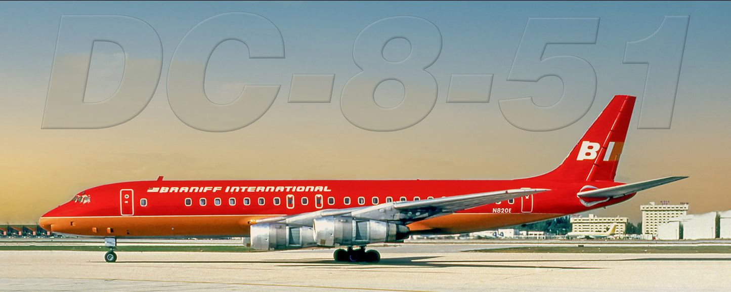Braniff International Douglas DC-8-51 Handmade 2" x 5" Fridge Magnet (PMT1794)