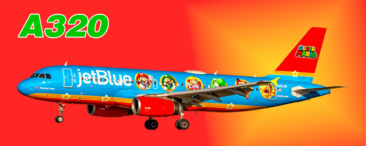 JetBlue Mario and Friends Colors Airbus A320 Fridge Magnet (PMT1813)