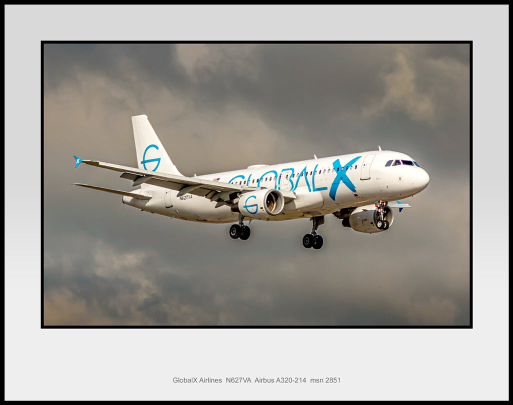 Global X Airlines Airbus A320-214 Color Photograph (T235RAJM11X14)
