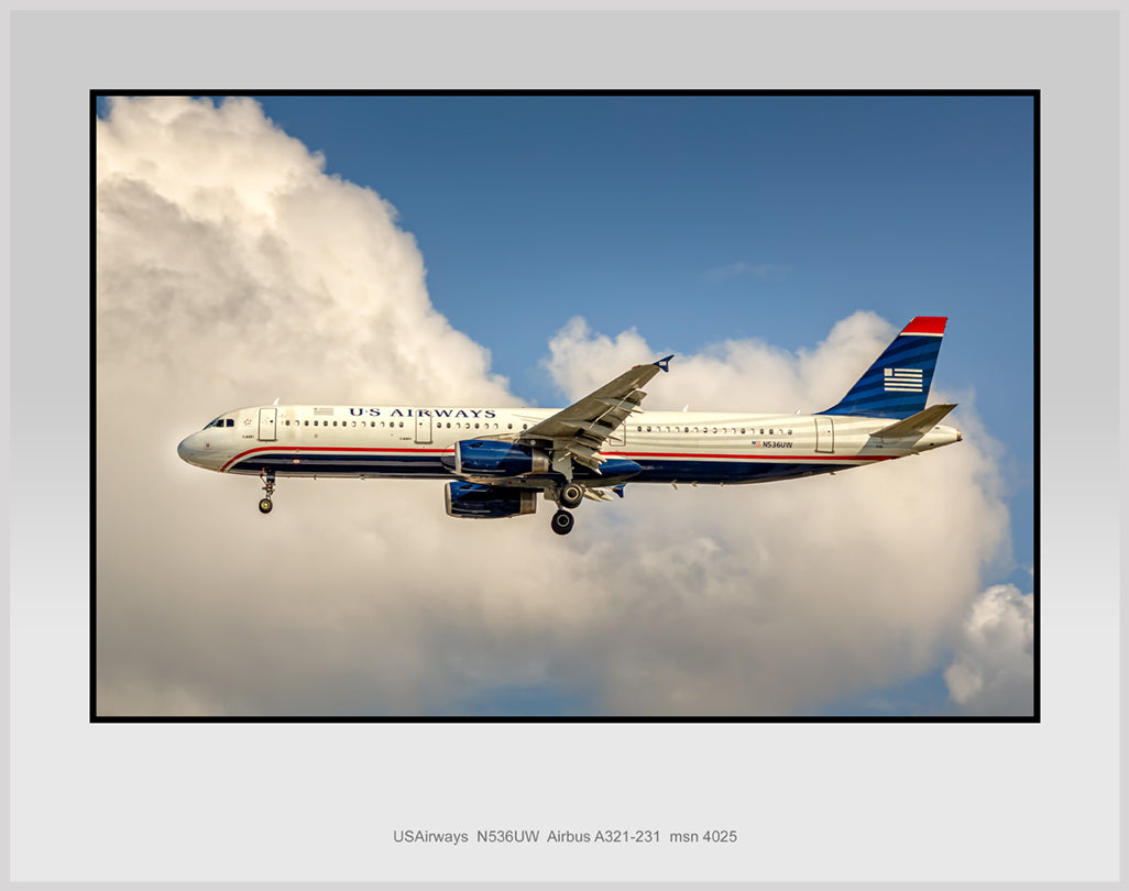 USAirways Airbus A321-231 Color Photograph (TA004LAJM11x14)