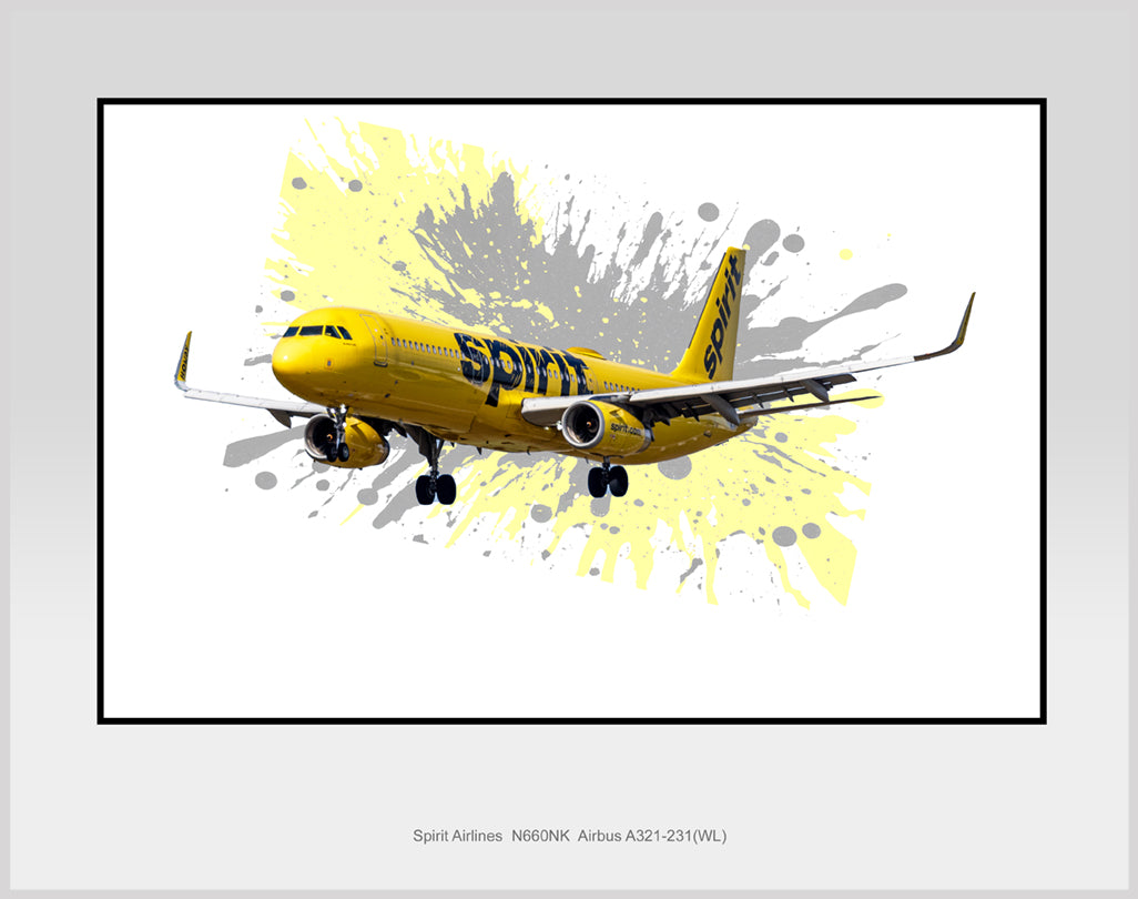 Spirit airlines 11"x14" color airline photograph