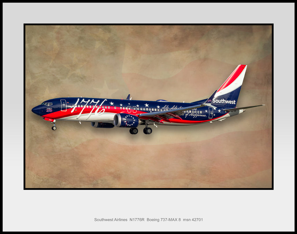 Southwest Airlines Boeing 737-8 MAX Color Photograph (UB0010LAJM11X14)