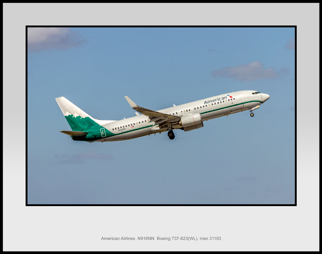 American Airlines Boeing 737-823 Reno Heritage Color Photograph (UU124RAJM11X14)