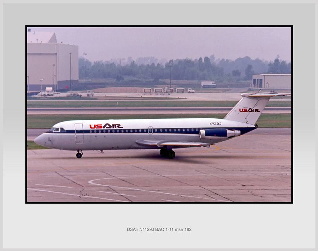 USAir 1970s Colors BAC 1-11 Color Photograph (V015LGJC11X14)