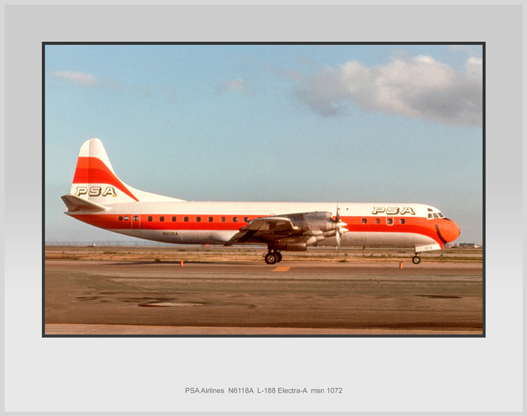 PSA Airlines L-188 Electra-A Color Photograph (Z007RGJA11X14)