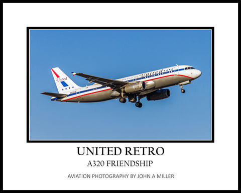United Airlines Retro Colors Airbus A320 Color Photograph (APPL10007)