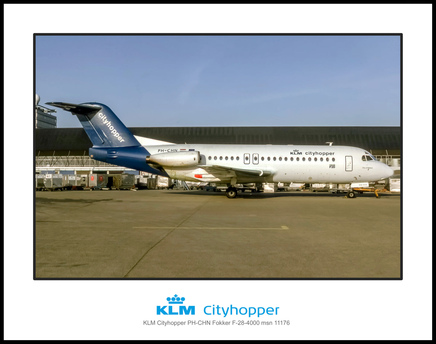 KLM Cityhopper Fokker F-28 Color Photograph (F026RGSO11X14)
