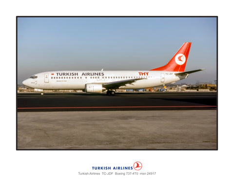 Turkish Airlines Boeing 737-4T0 Color Photograph (L046LGEG11X14)