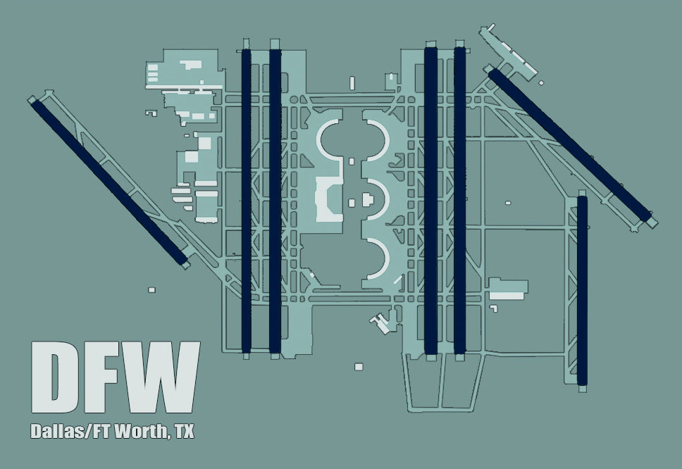 DFW Dallas/Ft Worth Airport Diagram Fridge Magnet (MM10008)