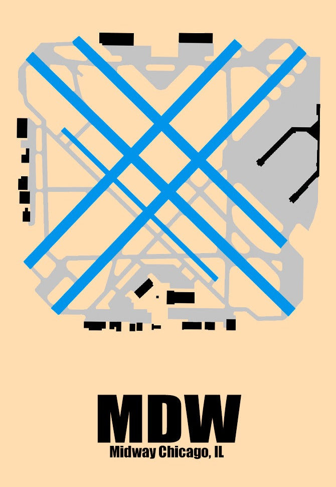 MDW Midway Airport Diagram Map Fridge Magnet (MM10024)