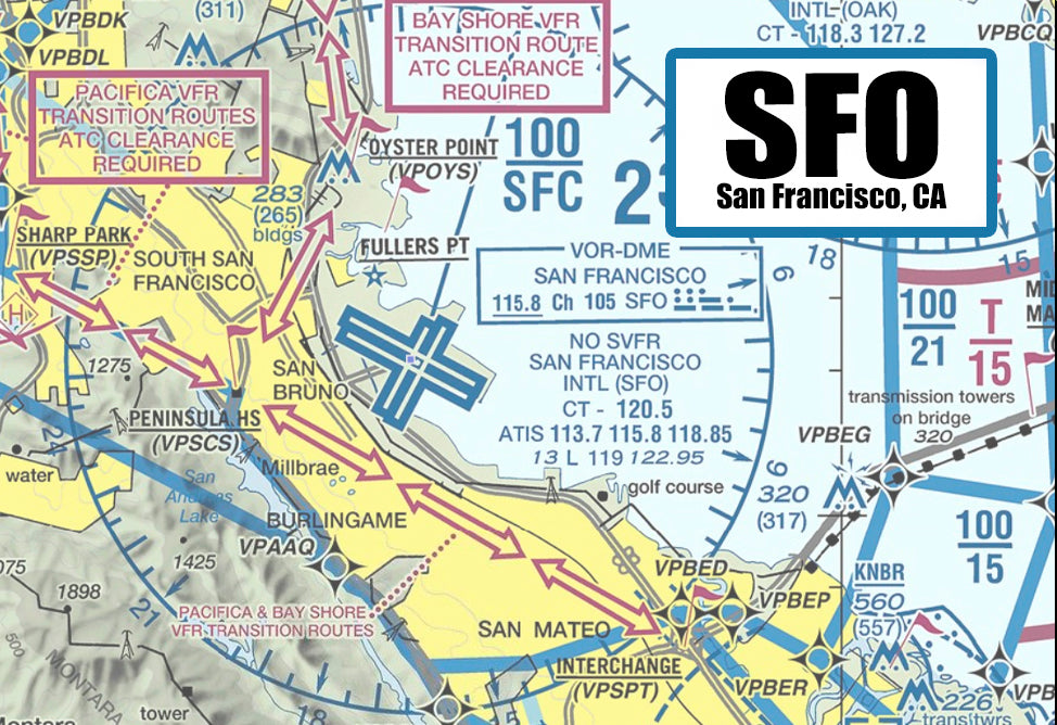 SFO Airport Sectional Map Fridge Magnet (MM10507)