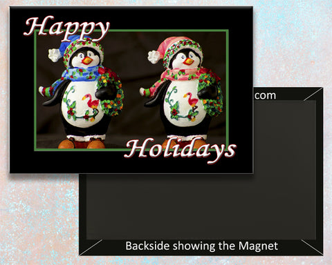 Two Penguin Happy Holidays Fridge Magnet (PMH11004)